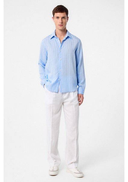 Bebe Mavi Relax Fit Çizgili Erkek Gömlek fiyatları