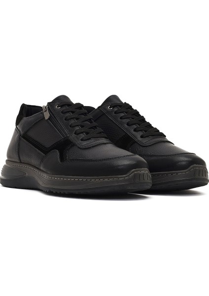 Erkek Siyah Bağcıklı Deri Casual Ayakkabı 25WFD674514 modelleri