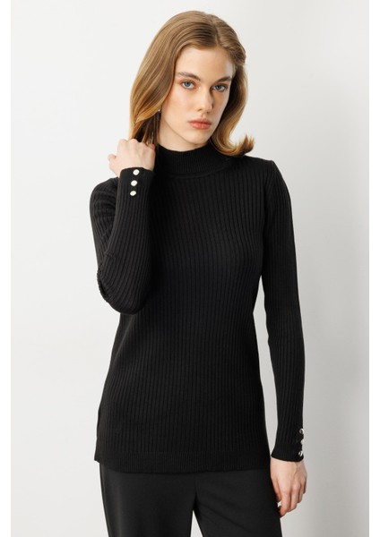 Yarım Balıkçı Fitilli Triko Kazak-Siyah fırsatları