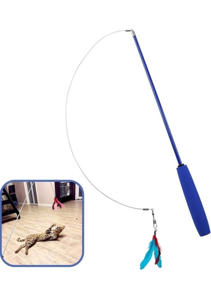 Teleskopik Zilli Tüylü Kedi Oltası | Uzunluk Ayarlı Esnek Saplı Eğlenceli Kedi Oyuncağı, Etkileşimli Oyuncak