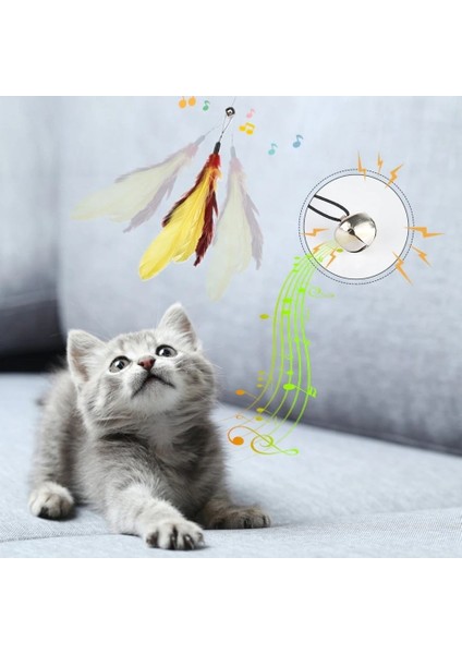 Teleskopik Zilli Tüylü Kedi Oltası | Uzunluk Ayarlı Esnek Saplı Eğlenceli Kedi Oyuncağı, Etkileşimli Oyuncak modelleri
