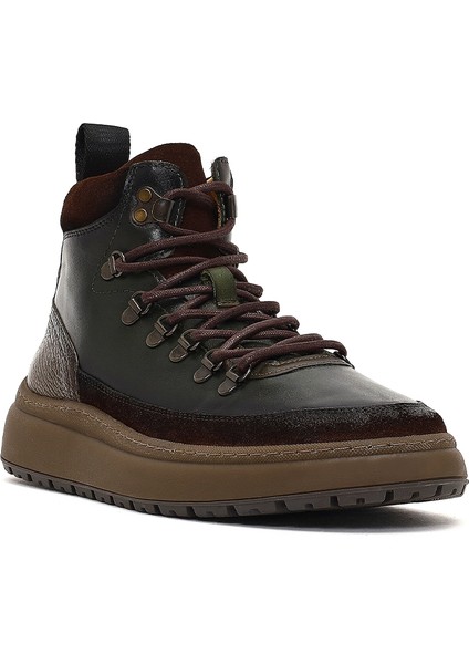 Erkek Yeşil Bağcıklı Kalın Tabanlı Deri Spor Bot 25WFD795014