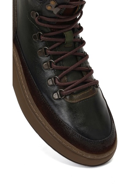 Erkek Yeşil Bağcıklı Kalın Tabanlı Deri Spor Bot 25WFD795014