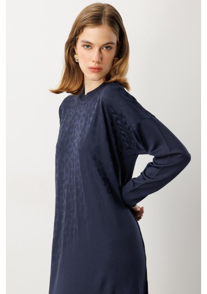 Leopar Desenli Triko Uzun Elbise-Lacı fırsatları