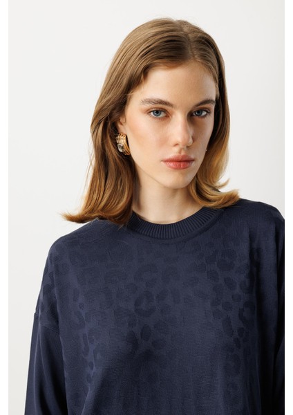 Leopar Desenli Triko Uzun Elbise-Lacı indirimleri