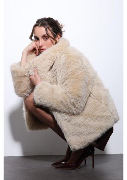 Ekru Suni Kürk Kadın Ceket fiyatları