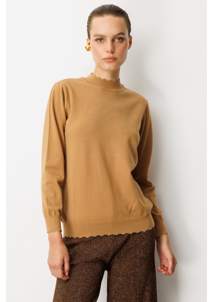 Yarım Balıkçı Angora Triko Kazak-Camel fırsatları