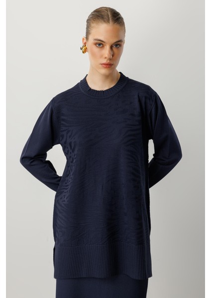 Kendinden Desenli Triko Tunik-Lacı modelleri