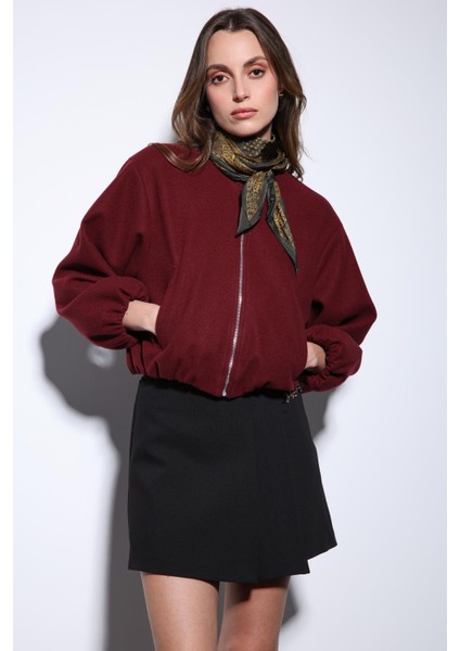 Bordo Bel Lastikli Crop Kadın Mont fırsatları