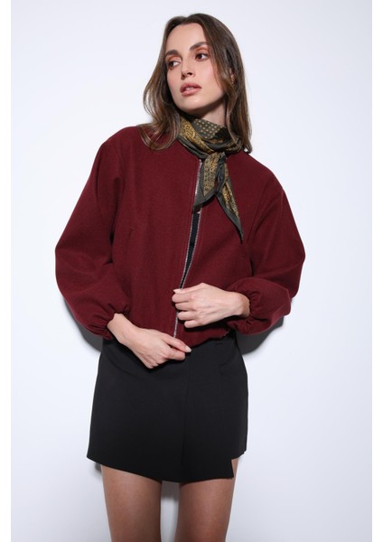 Bordo Bel Lastikli Crop Kadın Mont indirimleri