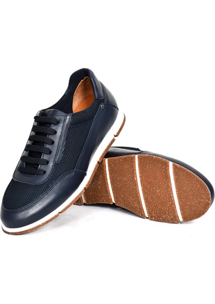 Hakiki Deri/tekstil Lacivert Erkek Sneaker Ayakkabı - 241336 fırsatları