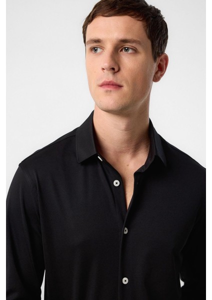 Siyah Slim Fit Erkek Gömlek fırsatları