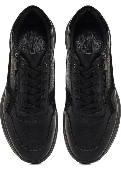 Erkek Siyah Bağcıklı Deri Casual Ayakkabı 25WFD674514