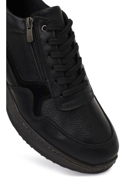 Erkek Siyah Bağcıklı Deri Casual Ayakkabı 25WFD674514