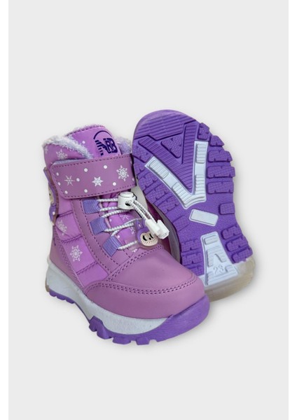 Içi Kürklü Suya Dayanıklı Soğuk Geçirmez Bebe Çocuk Bot Lila