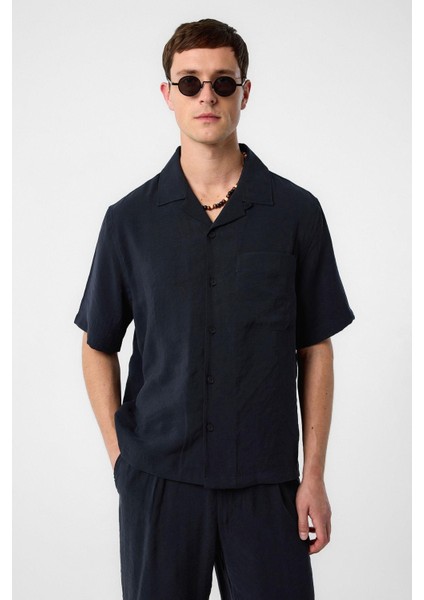 Siyah Modal Kumaş Erkek Gömlek