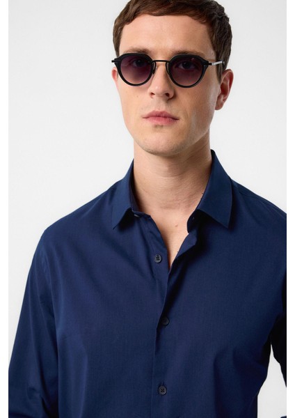 Lacivert Slim Fit Erkek Gömlek fırsatları