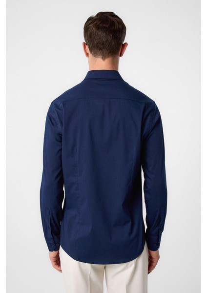 Lacivert Slim Fit Erkek Gömlek