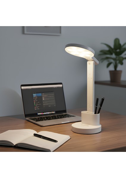 Dokunmatik 3 Renkli Kademesiz Karartmalı Type C Şarjlı Masa Lambası Kalemlikli 10W Beyaz LED modelleri