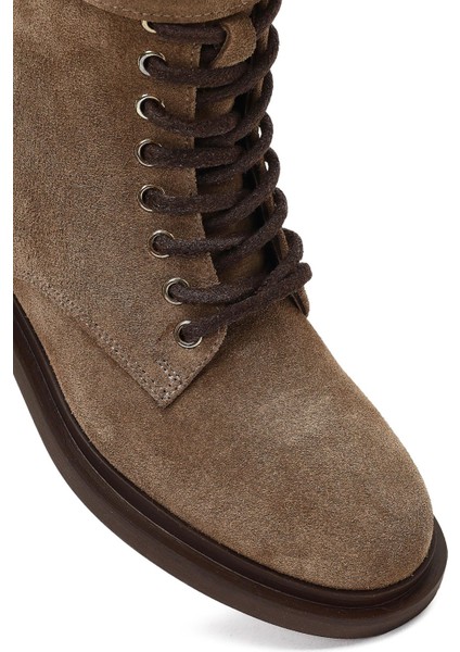 Kadın Vizon Fermuarlı Bağcıklı Süet Deri Postal Bot 25WFD200110