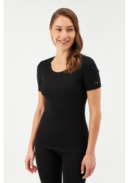 500 Kadın Kısa Kollu O Yaka Termal Üst Içlik-Siyah fiyatları