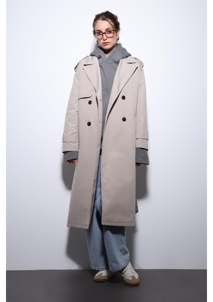 Bej Kruvaze Kemerli Kadın Trençkot fiyatları