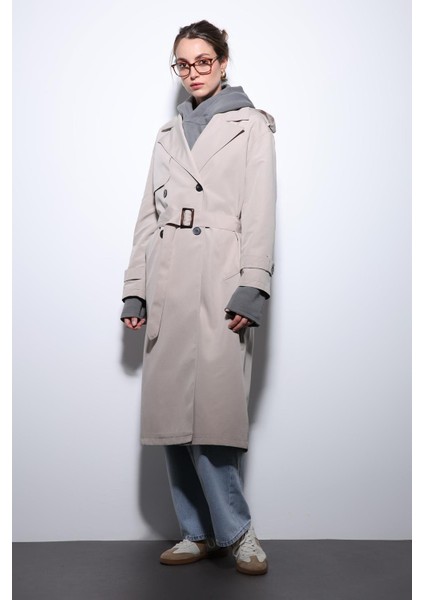 Bej Kruvaze Kemerli Kadın Trençkot modelleri