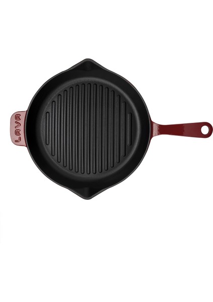 Döküm Yuvarlak Izgara Tava Döküm Demir Yekpare Saplı Konkav Taban 12MM. ÇAP(Ø)28CM.-BORDO modelleri