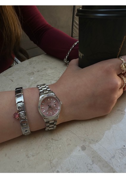 Çelik Gümüş Pembe Kadran Pinterest Kadın Kol Saati modelleri