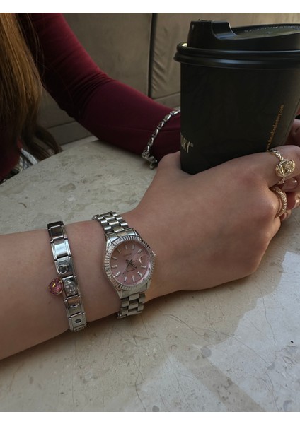 Çelik Gümüş Pembe Kadran Pinterest Kadın Kol Saati fırsatları