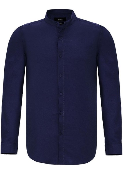 Lacivert Regular Fit Hakim Yaka Erkek Gömlek