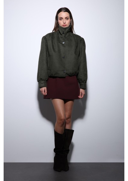 Haki Süet Görünümlü Bomber Kadın Ceket indirimleri