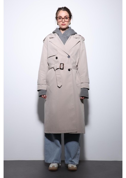 Bej Kruvaze Kemerli Kadın Trençkot fırsatları