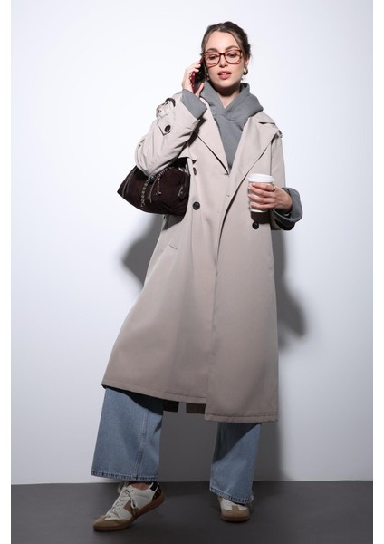 Bej Kruvaze Kemerli Kadın Trençkot indirimleri