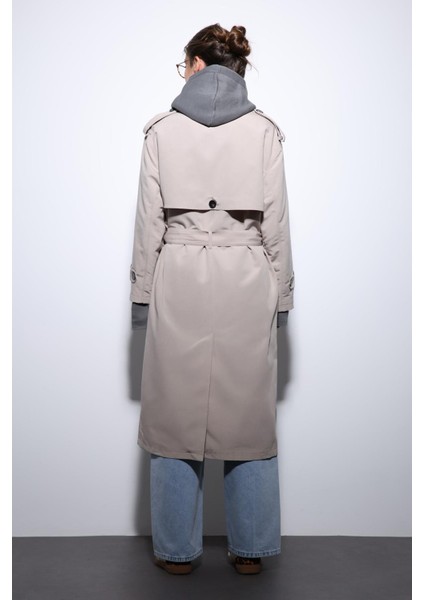 Bej Kruvaze Kemerli Kadın Trençkot