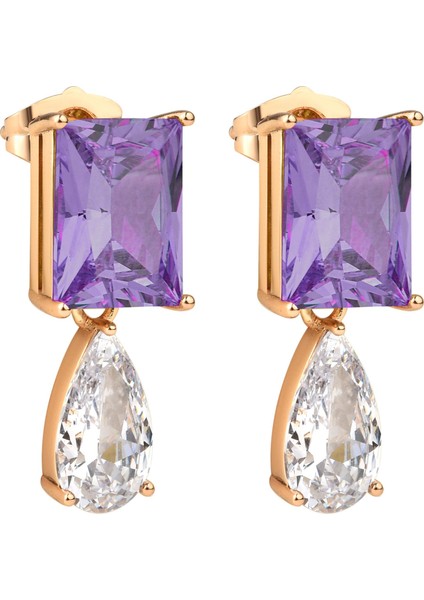 Taşlı Zarif Lila Küpe