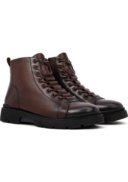 Erkek Kahverengi Fermuarlı Deri Casual Bot 25WFD695818 fırsatları