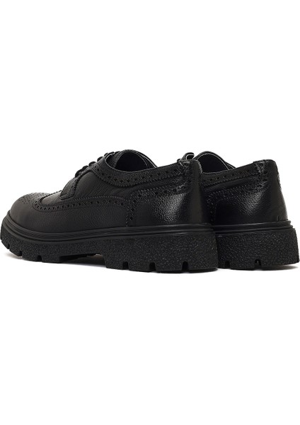 Erkek Siyah Bağcıklı Deri Casual Ayakkabı 25WFD7015FT indirimleri