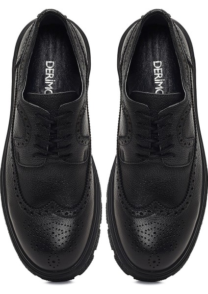 Erkek Siyah Bağcıklı Deri Casual Ayakkabı 25WFD7015FT