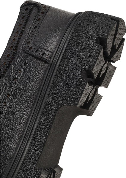 Erkek Siyah Bağcıklı Deri Casual Ayakkabı 25WFD7015FT