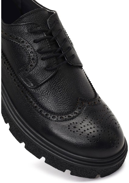 Erkek Siyah Bağcıklı Deri Casual Ayakkabı 25WFD7015FT