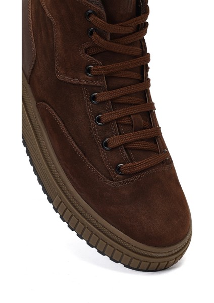 Erkek Kahverengi Bağcıklı Nubuk Deri Spor Bot 25WFD8300V3