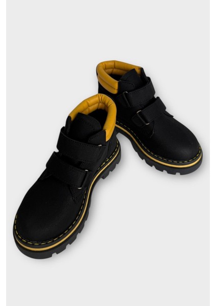 Çift Cırtlı Içi Polarlı Kaydırmaz Taban Çocuk Bot Siyah - Sarı modelleri