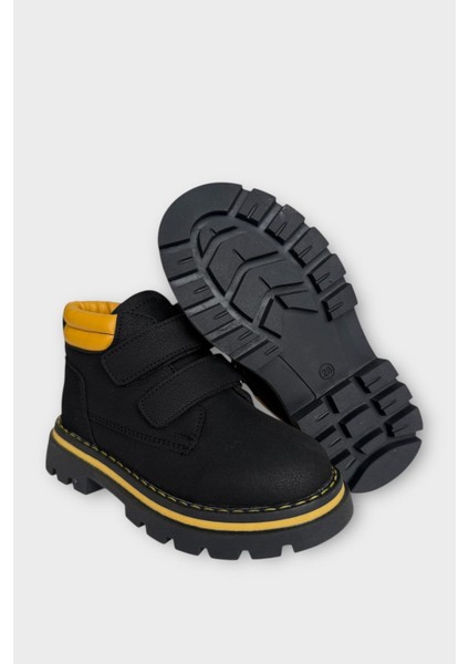 Çift Cırtlı Içi Polarlı Kaydırmaz Taban Çocuk Bot Siyah - Sarı indirimleri