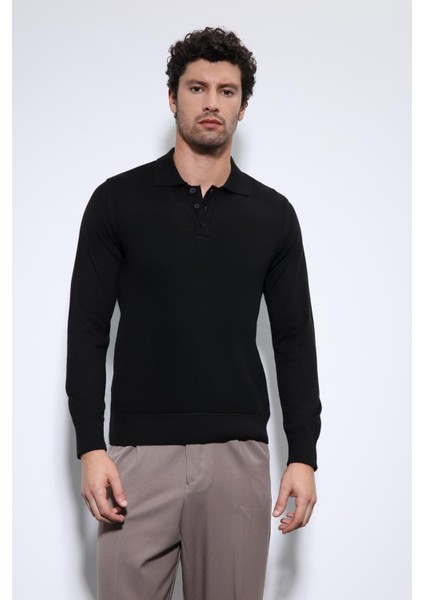 Siyah Polo Yaka Erkek Kazak fiyatları
