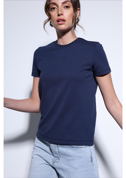 Lacivert Basic Kadın T-Shirt