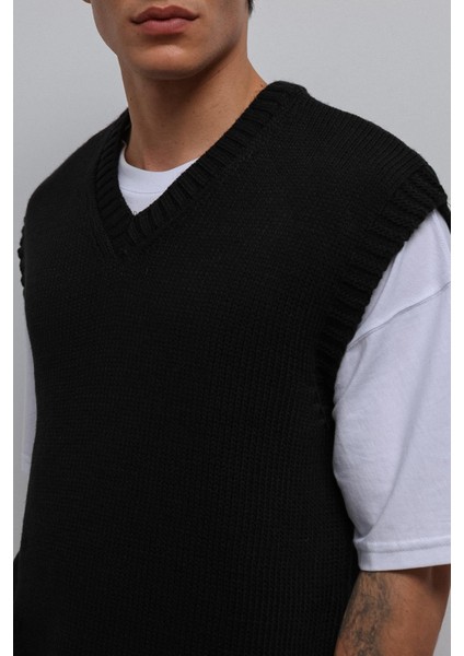 Siyah Örgü Erkek Triko Yelek indirimleri