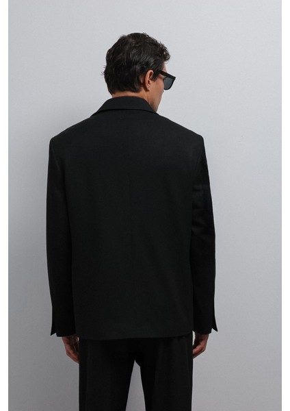 Siyah Relax Fit Kruvaze Erkek Blazer Ceket indirimleri