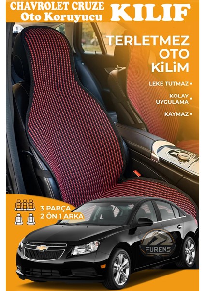 Chavrolet Cruze Uyumlu Kırmızı Prestij Serisi Dokuma Kumaş Oto Koltuk Kılıfı Ön Tam Arka Alt