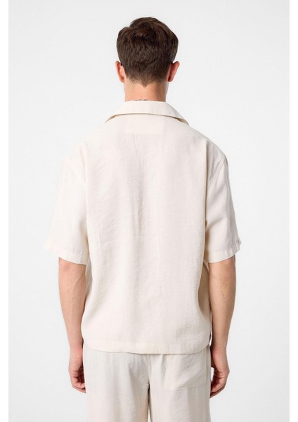 Ekru Apaş Yaka Modal Kumaş Erkek Gömlek indirimleri